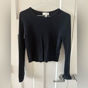 Topshop Ribbed Longsleeve Crop Top
